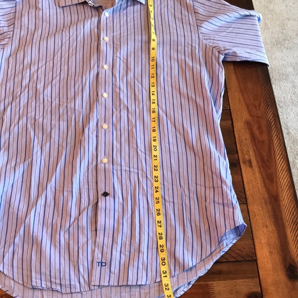 Thomas Dean Blue Striped button down contrast cuff - Picture 8 of 8
